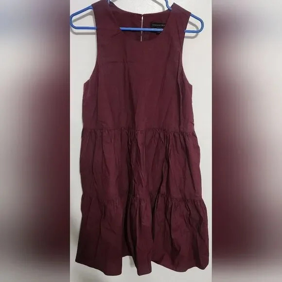 NWT  Banana Republic Dark Cherry Poplin Tiered Mini Dress #785215 size M - Picture 2 of 3